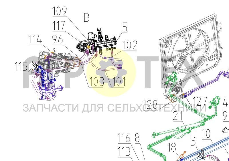 Гидросистема основная (161.09.01.000-01Ф) (№12 на схеме)